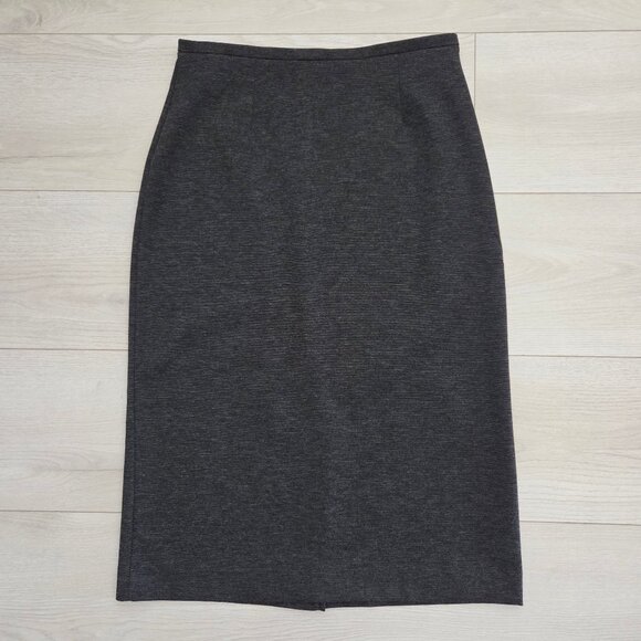 Emma James Knit Gray Pencil Skirt Womens Small Elastic Waist Midi Length Stretch - Picture 1 of 5